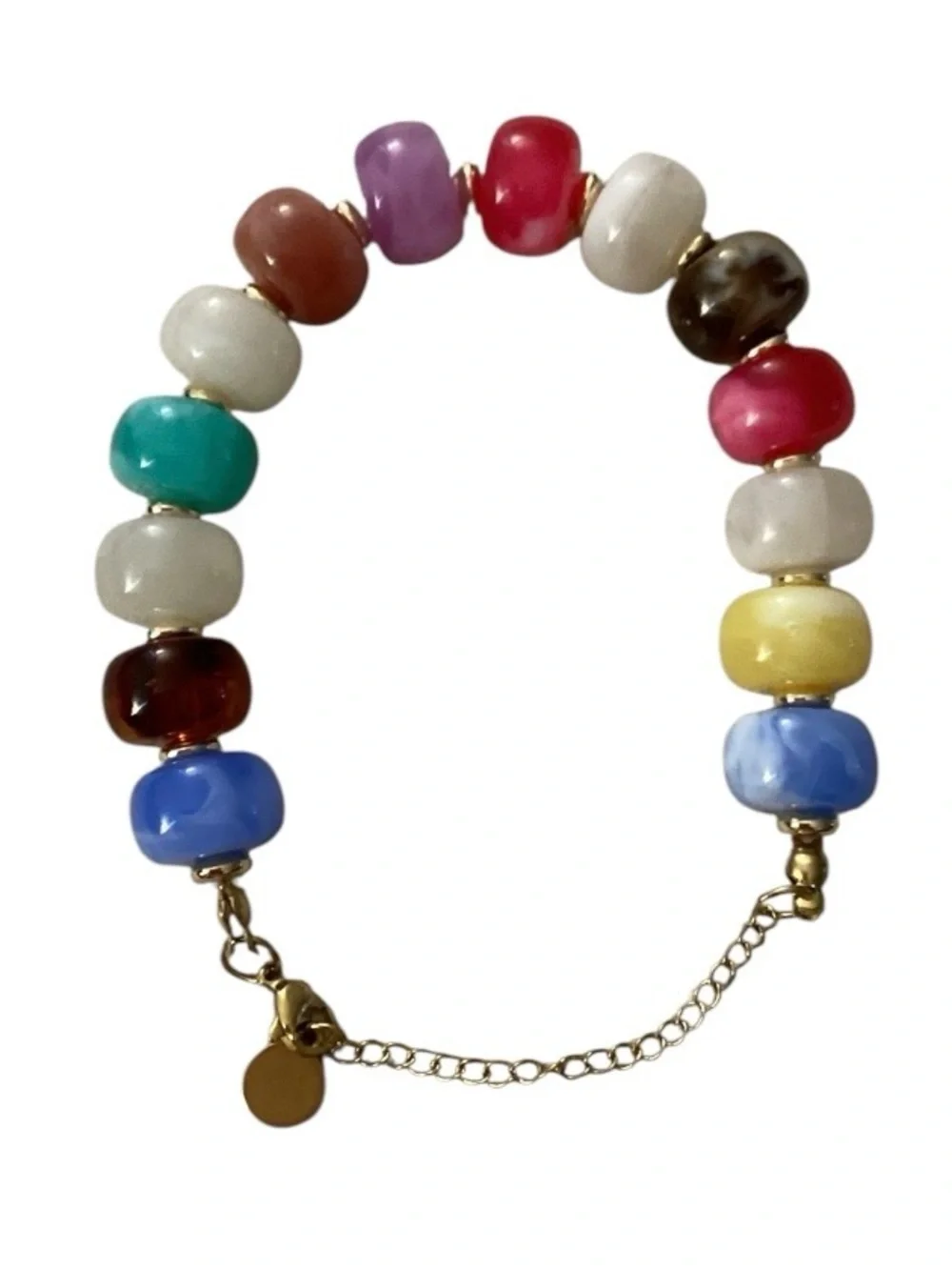 Boho Style Multicolor/Gold Boho Chunky Beaded Strand Adjustable Bracelet (NWT)